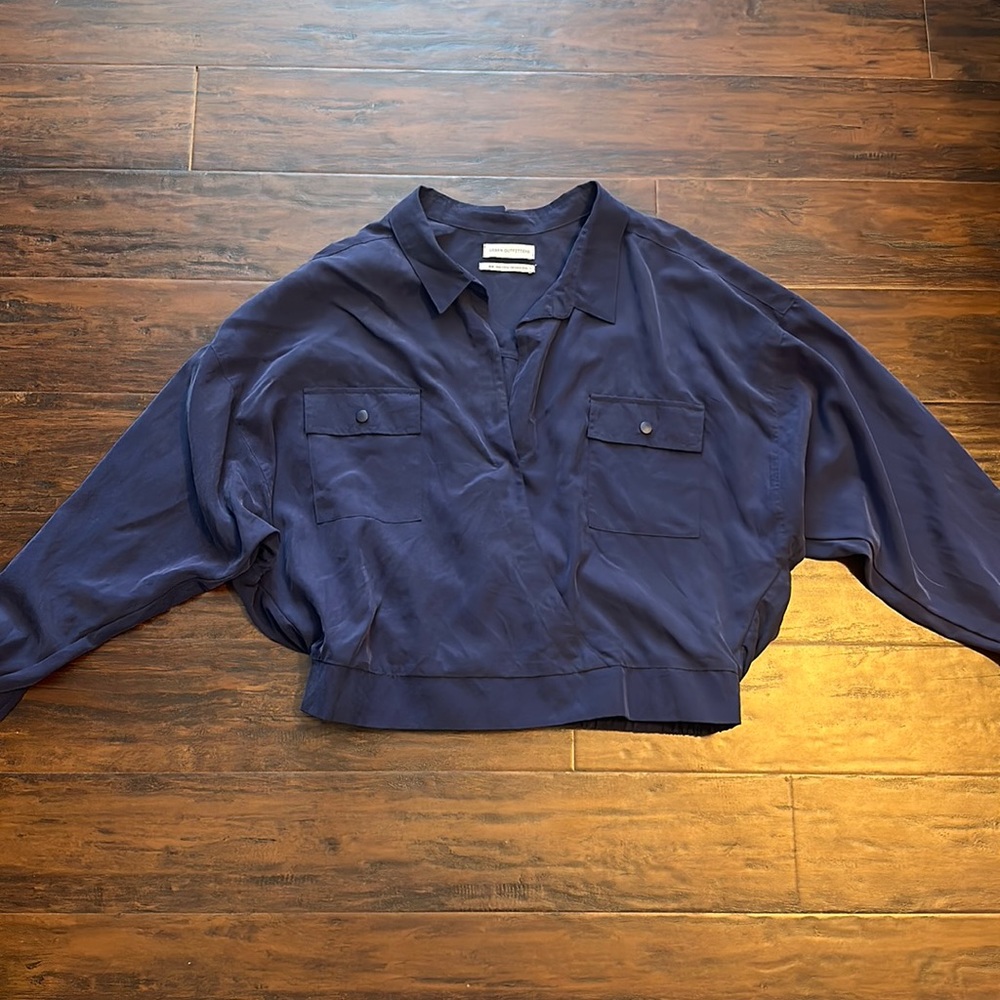 cropped blue urban outfitters button down